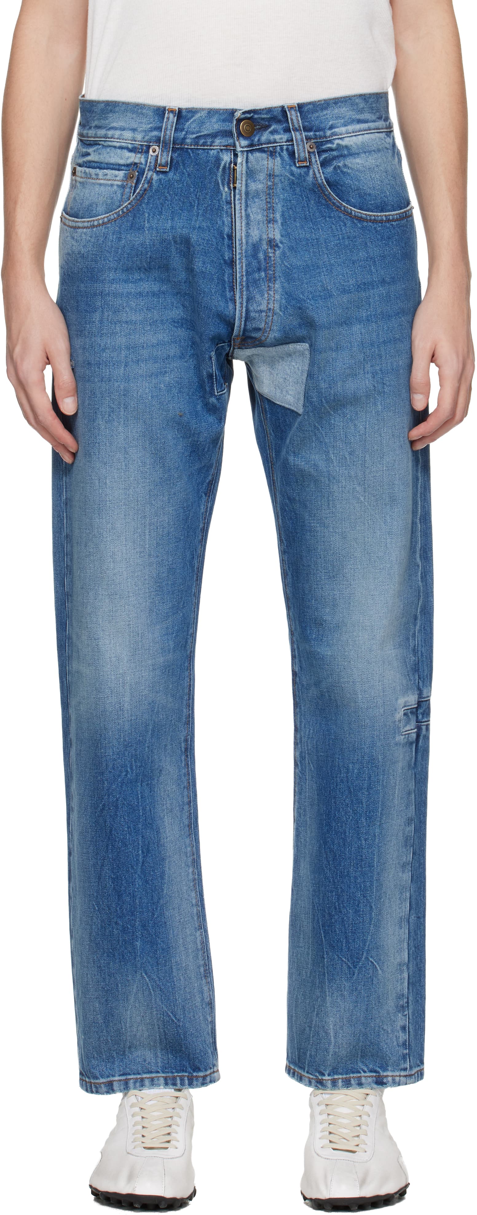 Blue Tapered Leg Jeans - Image 1